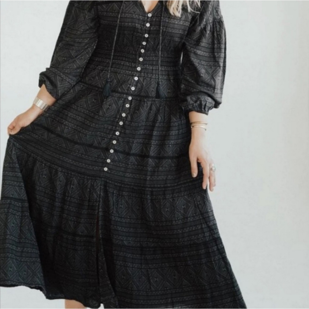 Carly Jean Los Angeles Bohemian / Western / Prairie /  Tiered Maxi Prairie Dress - Picture 14 of 16
